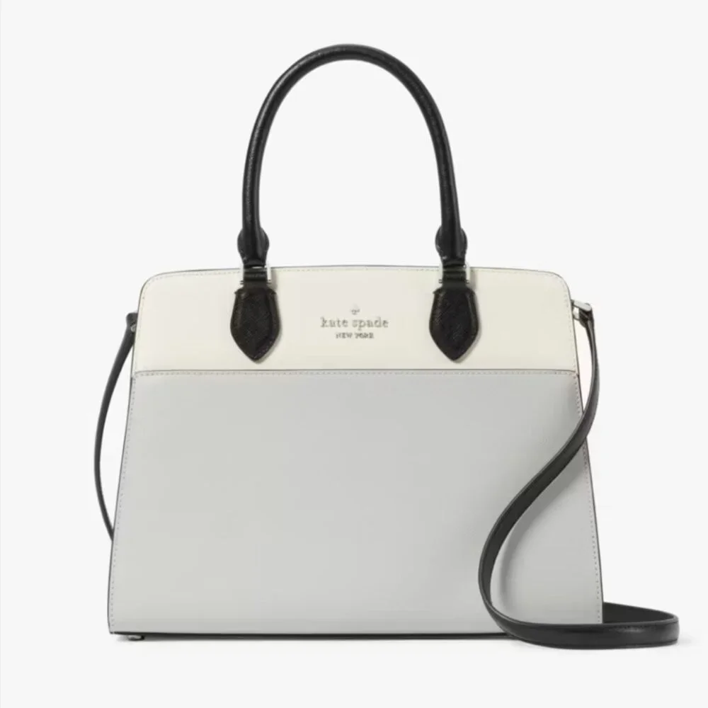 Kate Spade Madison Colorblock Saffiano Leather Medium‎ Satchel (Platinum Grey)